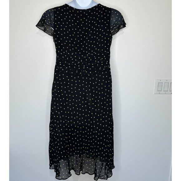 Vintage Evan Picone Polka Dot Midi Dress Sz 10 Black Whimsigoth - Picture 3 of 11